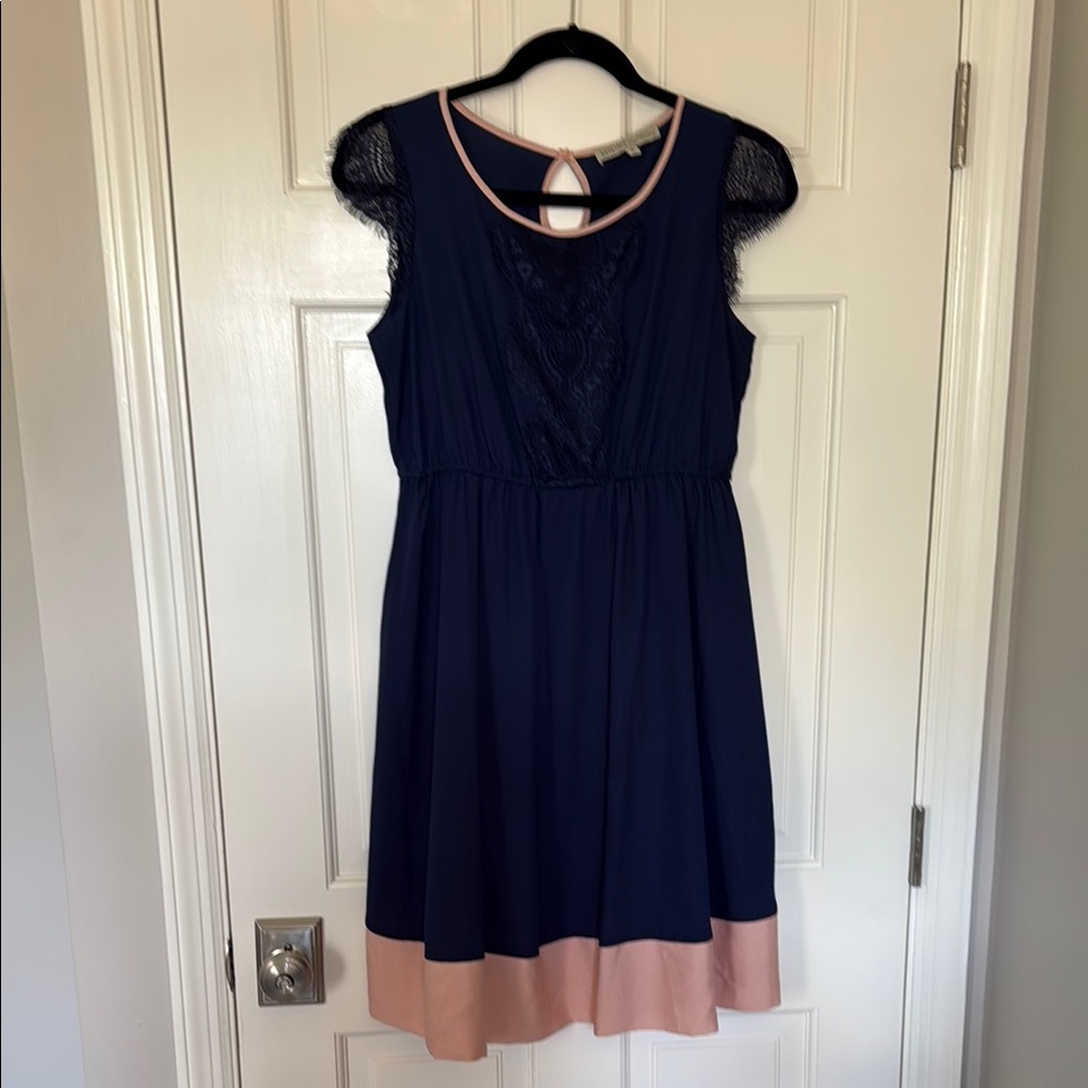 Navy and Pink Maternity Dress
